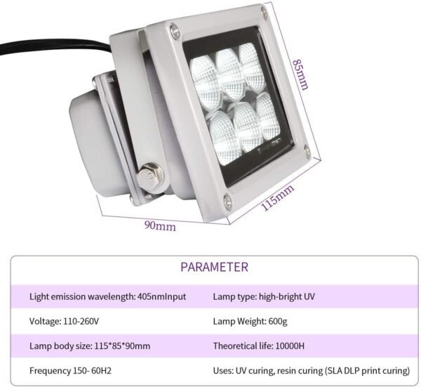3D Printer UV Resin Curing Light for SLA/DLP/LCD 3D Printing, Solidify Photosensitive Resin, 405nm UV LED Lights with 60w Output Affect - Image 3
