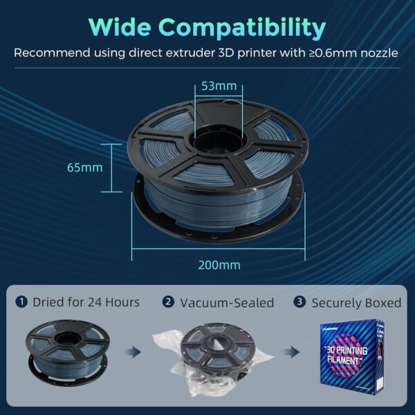 FLASHFORGE PLA Flexible 1.75 mm, 4X longer stretch 3D Printer Filament 1Kg (2.2lbs) Spool - Dimensional Accuracy +/- 0.02 mm, Ideal for Printing Soft Accessories - Image 6