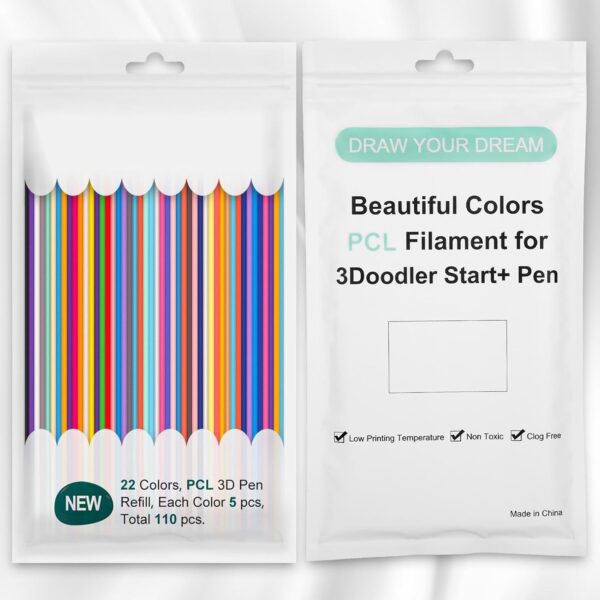 22 Colors 3D Pen Filament Refills, 2.5mm 3D Print Filament, 3D Pen Low Printing Temperature PCL Filament Start Refills Packs, Refill Filament Bundle for 3D Printing Pens 3D Printer - Image 3