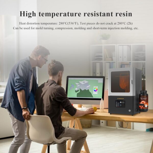 High-Temp Resistant 3D Printer Resin - Up to 280°C, High Precision 3D Printing Resin for Engineering, Industrial Parts, 405nm Photopolymer Resin for DLP/LCD (Black, 1000g) - Image 3