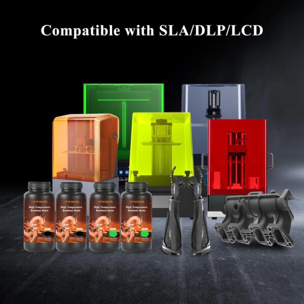 High-Temp Resistant 3D Printer Resin - Up to 280°C, High Precision 3D Printing Resin for Engineering, Industrial Parts, 405nm Photopolymer Resin for DLP/LCD (Black, 1000g) - Image 8