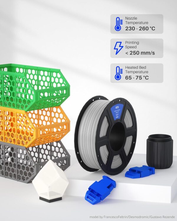ELEGOO PETG Filament 1.75mm Black 1KG, 3D Printer Filament Dimensional Accuracy +/- 0.02 mm, 1kg Spool(2.2lbs) Fits for Most FDM 3D Printers - Image 5