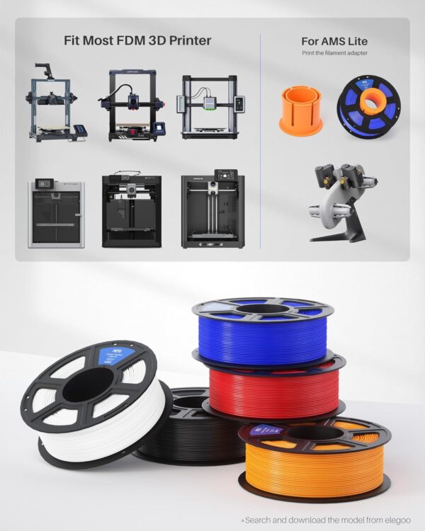 ELEGOO PETG Filament 1.75mm Black 1KG, 3D Printer Filament Dimensional Accuracy +/- 0.02 mm, 1kg Spool(2.2lbs) Fits for Most FDM 3D Printers - Image 7