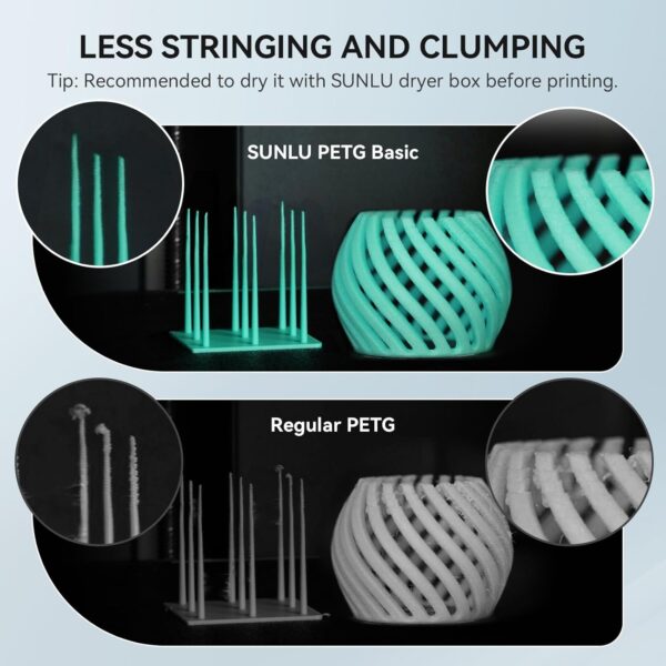 PETG Filament 1.75mm 2025 Upgrade Spool Compatible with Bambulab Refill Filament, 2kg(4.4lbs) SUNLU PETG 3D Printer Filament, 1.75mm Dimensional Accuracy +/- 0.02mm, Black+Black Bundle - Image 6