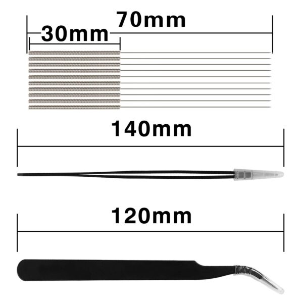 Aokin 13 Pcs 3D Printer Nozzle Cleaning Kit - 10 Pcs 0.4mm Needles Cleaner and 2 Pcs Tweezers Cleaner, Stainless Steel Nozzle Cleaning Tool Kit - Image 3