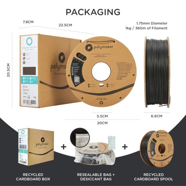 Polymaker PLA PRO Filament 1.75mm 1kg, Tough & High Rigidity White 3D Printing Filament, PolyLite PLA PRO 3D Printer Filament 1.75mm, Print with Most 3D Printers - Image 5
