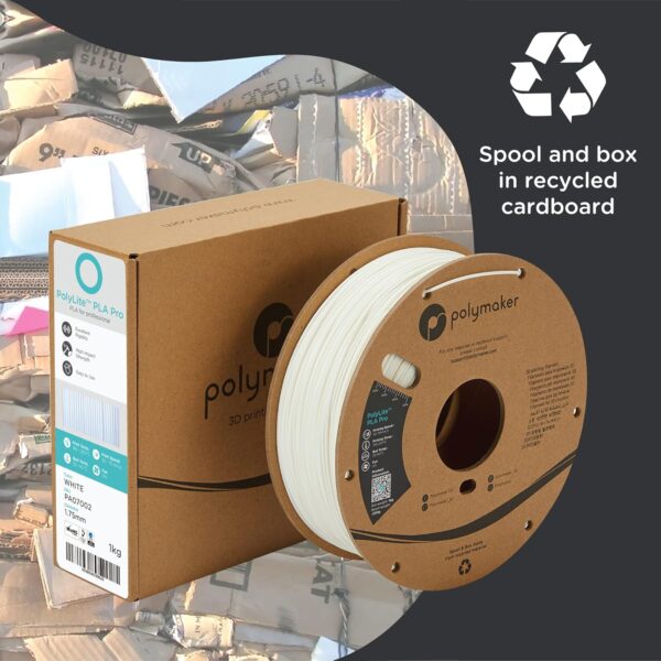 Polymaker PLA PRO Filament 1.75mm 1kg, Tough & High Rigidity White 3D Printing Filament, PolyLite PLA PRO 3D Printer Filament 1.75mm, Print with Most 3D Printers - Image 6