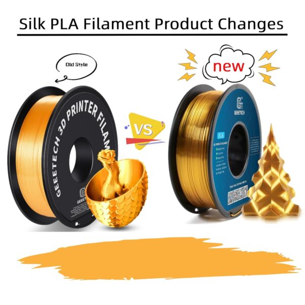 Geeetech Silk PLA Filament 1.75mm for 3D Printer , Metal-Like Shiny Consumable 1kg (2.2lbs) 1 Spool, Dimensional Accuracy +/- 0.03 mm, Silk Gold - Image 5