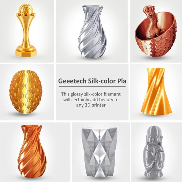 Geeetech Silk PLA Filament 1.75mm for 3D Printer , Metal-Like Shiny Consumable 1kg (2.2lbs) 1 Spool, Dimensional Accuracy +/- 0.03 mm, Silk Gold - Image 6