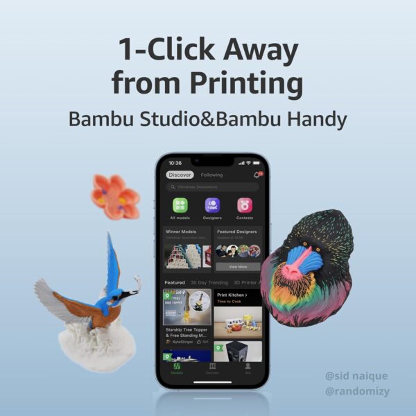 Bambu Lab A1 Mini 3D Printer, Support Multi-Color 3D Printing, Set Up in 20 Mins, High Speed & Precision, Full-Auto Calibration & Active Flow Rate Compensation, ≤48 dB Quiet FDM 3D Printers - Image 8