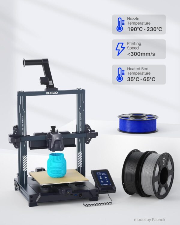 ELEGOO PLA Filament 1.75mm Black 1KG, 3D Printer Filament Dimensional Accuracy +/- 0.02mm, 1kg Spool(2.2lbs) Fit Most FDM 3D Printers - Image 5