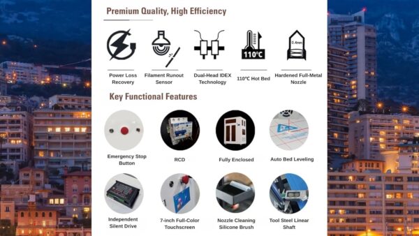SOONGON K600 Large-Scale 3D Printer, IDEX Dual Independent Extruders, 600x600x800mm Build Volume, 300°C High-Temp Nozzle, 7-inch Touchscreen - Image 5