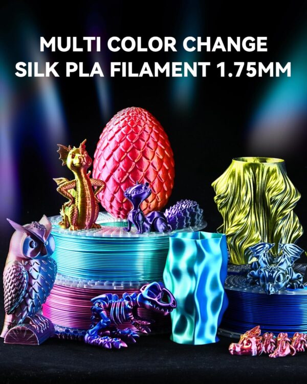 SUNLU 3D Printer Filament Bundle, Silk Filament Multicolor, Individually Vacuum Packed, Dual Color*5, Triple Color *3, 2kg in Total - Image 6