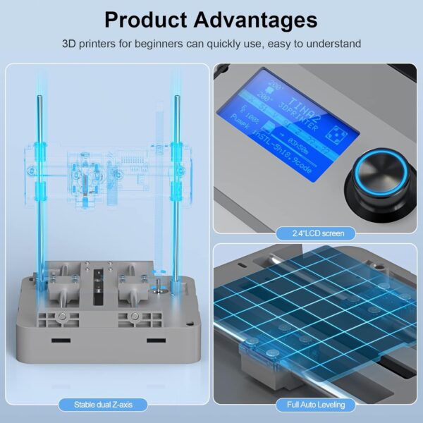 3D Printers Tina2 Basic, Fully Assembled and Auto Leveling 3D Printer for Beginners and Kids, Removable Magnetic Platform, High Precision Printing FDM Mini 3D Printer for Home and School - Image 3