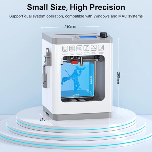 3D Printers Tina2 Basic, Fully Assembled and Auto Leveling 3D Printer for Beginners and Kids, Removable Magnetic Platform, High Precision Printing FDM Mini 3D Printer for Home and School - Image 4