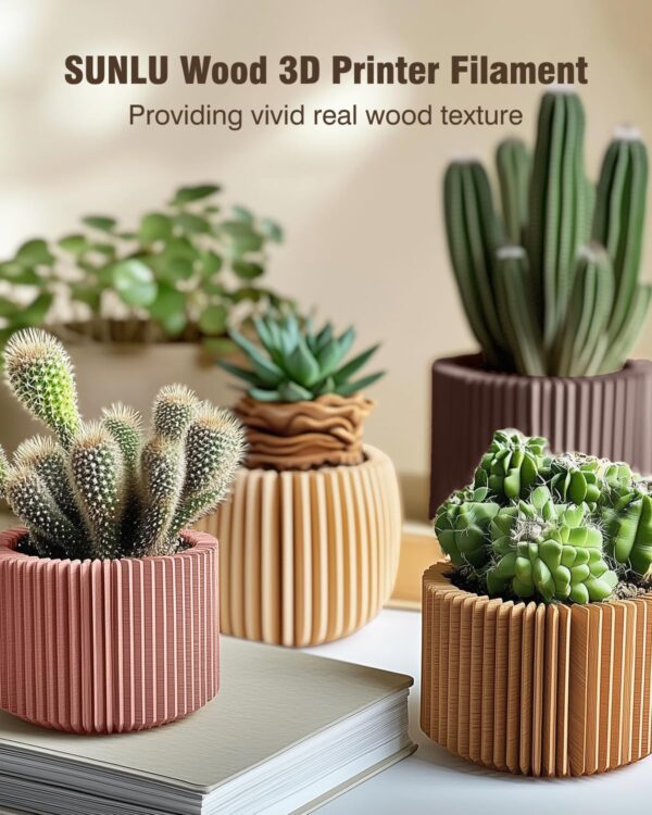 SUNLU Real Wood Fiber PLA Filament, Neatly Wound 1.75mm Dimensional Accuracy +/- 0.03mm, Fit Most FDM 3D Printers, 4kg in Total, 1kg per Spool, 4 Pack,（Wood+Fiber Cherry+Fiber Maple+Fiber Walnut） - Image 4