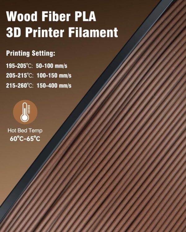 SUNLU Real Wood Fiber PLA Filament, Neatly Wound 1.75mm Dimensional Accuracy +/- 0.03mm, Fit Most FDM 3D Printers, 4kg in Total, 1kg per Spool, 4 Pack,（Wood+Fiber Cherry+Fiber Maple+Fiber Walnut） - Image 7