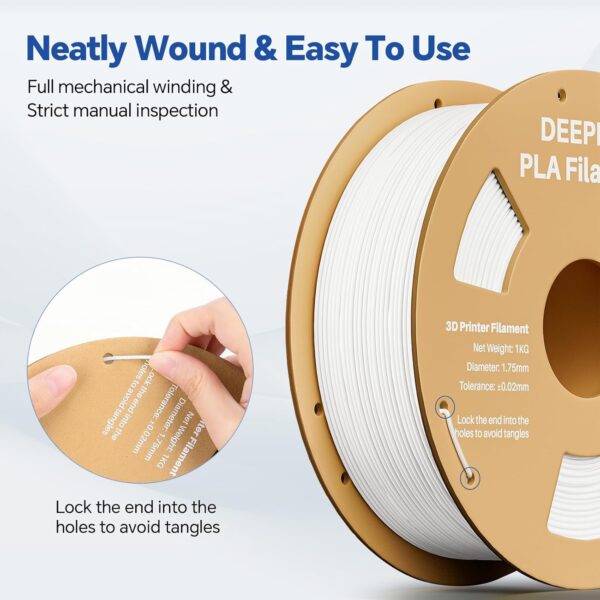 PLA 1.75mm 3D Printer Filament, Dimensional Accuracy +/- 0.02mm, Neatly Wound, No Clogging, Vacuum Package, Fits for Most FDM 3D Printers, Cardboard Spool 1kg Black - Image 4