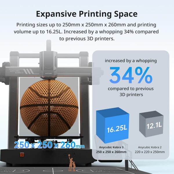 Anycubic Kobra 3 Combo, Multi Color 3D Printer with ACE Pro, Max 600mm/s High Speed, Intelligent Filament Drying Nozzle Clog Detection, 250 * 250 * 260mm Size - Image 9