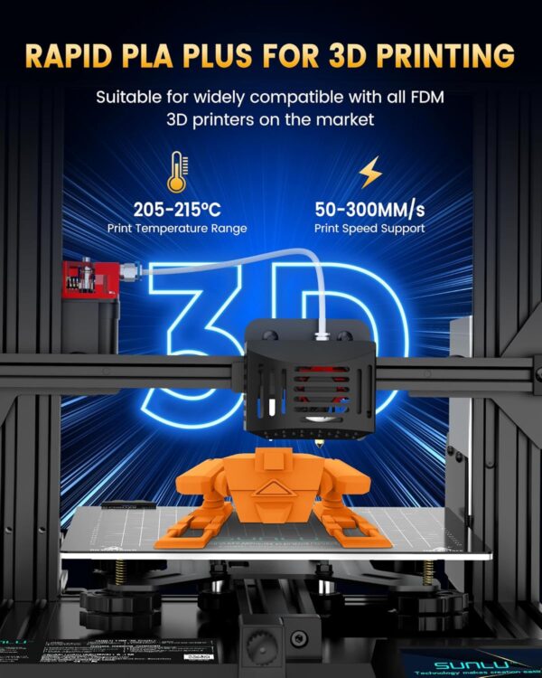SUNLU PLA+2.0 3D Printer Filament Bundle, 4KG Upgrade PLA+ Filament 1.75mm, Tougher and Stronger, Dimensional Accuracy +/-0.02mm, 1KG per Spool, 4 Packs, Black - Image 5