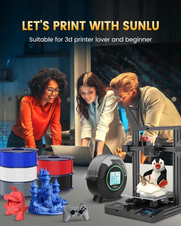 SUNLU PLA+2.0 3D Printer Filament Bundle, 4KG Upgrade PLA+ Filament 1.75mm, Tougher and Stronger, Dimensional Accuracy +/-0.02mm, 1KG per Spool, 4 Packs, Black - Image 9