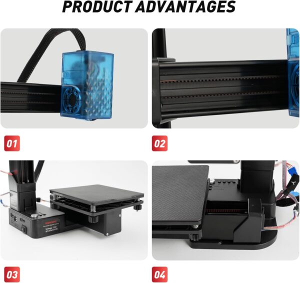 Mini 3D Printer for Beginners with 4 Colors PLA Filament, Portable FDM DIY 3D Printing Machine with TF Card Reader, Easy Setup, 0.4mm Nozzle, 1.75mm Filament, 100x100x100mm Print Size - Image 3