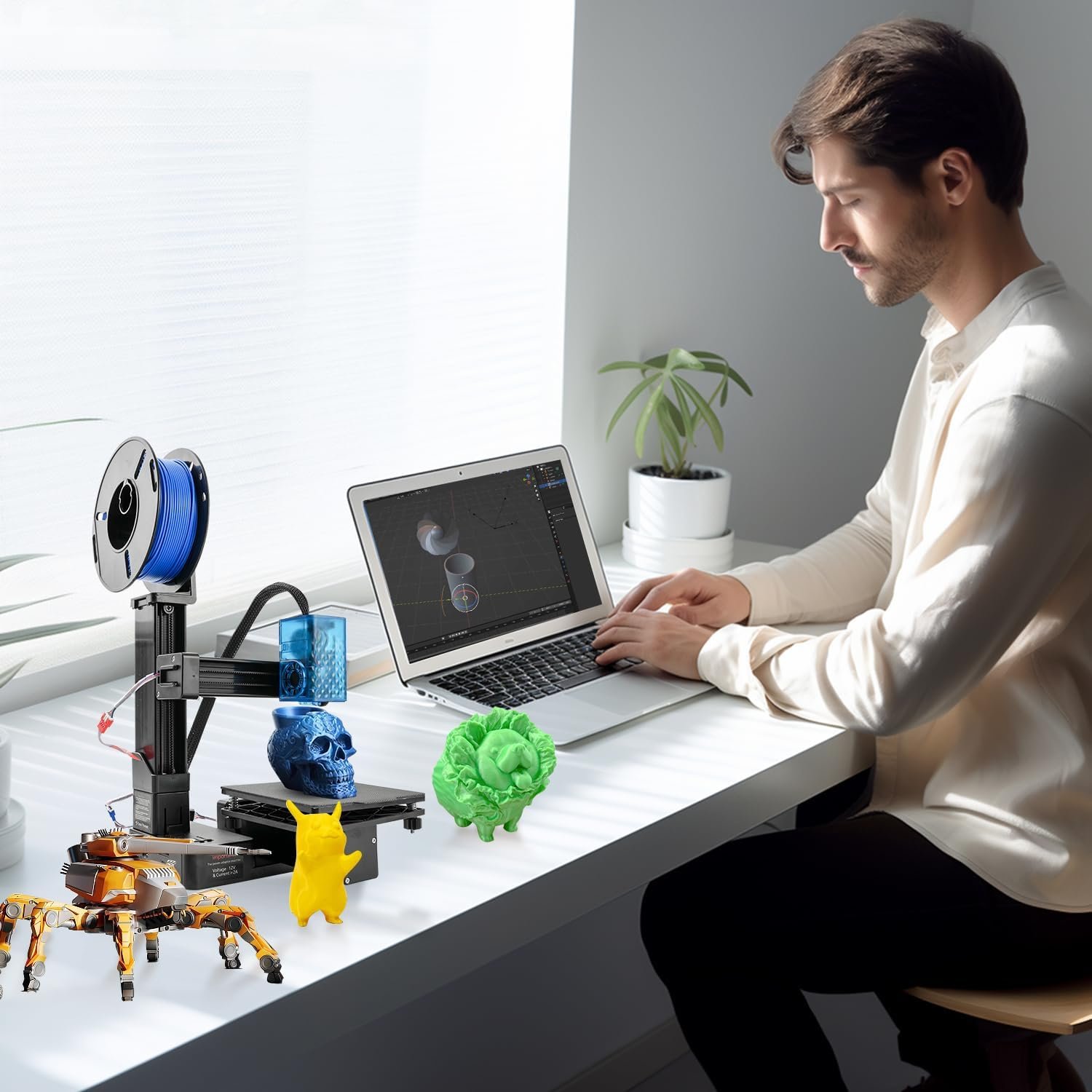 Mini 3D Printer for Beginners with 4 Colors PLA Filament, Portable FDM DIY 3D Printing Machine with TF Card Reader, Easy Setup, 0.4mm Nozzle, 1.75mm Filament, 100x100x100mm Print Size 5 Mini 3D Printer for Beginners with 4 Colors PLA Filament, Portable FDM DIY 3D Printing Machine with TF Card Reader, Easy Setup, 0.4mm Nozzle, 1.75mm Filament, 100x100x100mm Print Size - Image 5