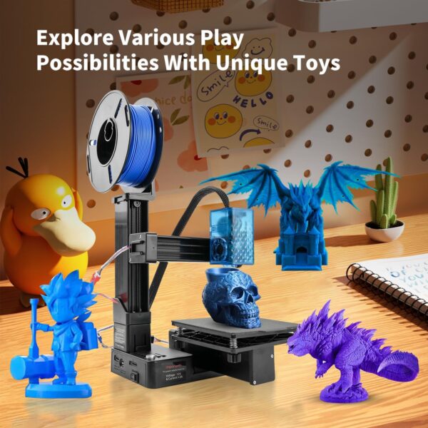 Mini 3D Printer for Beginners with 4 Colors PLA Filament, Portable FDM DIY 3D Printing Machine with TF Card Reader, Easy Setup, 0.4mm Nozzle, 1.75mm Filament, 100x100x100mm Print Size - Image 7