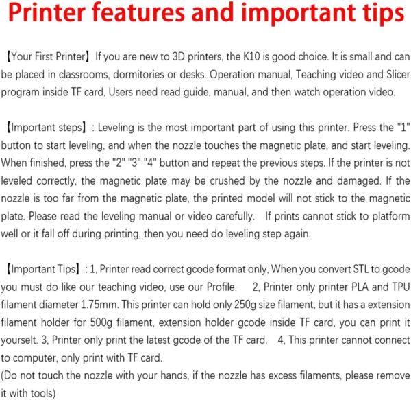 Mini 3D Printer for Beginners with 4 Colors PLA Filament, Portable FDM DIY 3D Printing Machine with TF Card Reader, Easy Setup, 0.4mm Nozzle, 1.75mm Filament, 100x100x100mm Print Size - Image 9