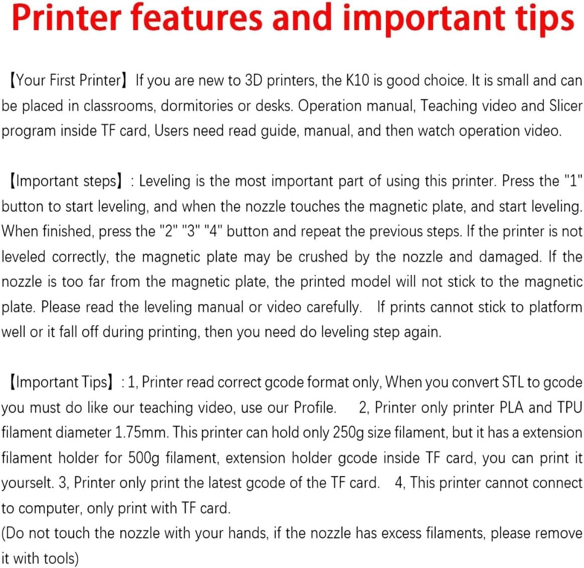 Mini 3D Printer for Beginners with 4 Colors PLA Filament, Portable FDM DIY 3D Printing Machine with TF Card Reader, Easy Setup, 0.4mm Nozzle, 1.75mm Filament, 100x100x100mm Print Size 9 Mini 3D Printer for Beginners with 4 Colors PLA Filament, Portable FDM DIY 3D Printing Machine with TF Card Reader, Easy Setup, 0.4mm Nozzle, 1.75mm Filament, 100x100x100mm Print Size - Image 9