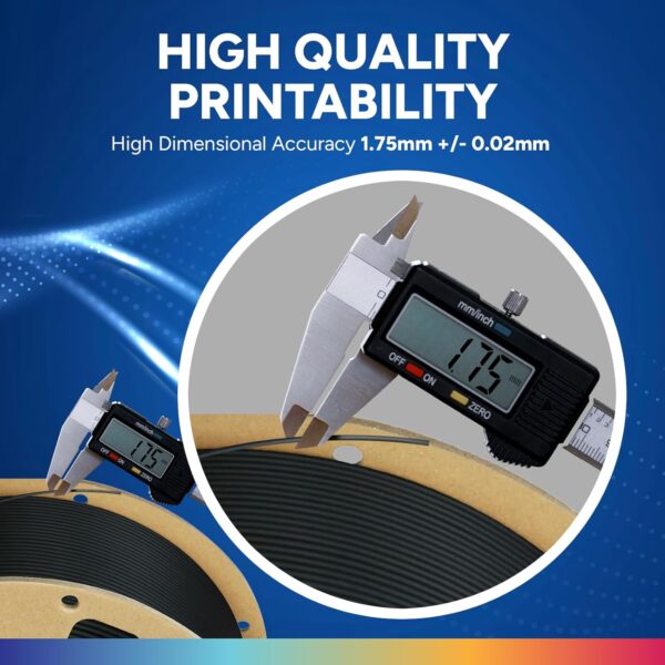 OVERTURE PLA Plus (PLA+) Filament 1.75mm, Stronger & More Durable, Professional Toughness 3D Printer Filament 1kg (2.2lbs), High Precision +/- 0.02mm, Tangle-Free (Black) - Image 4