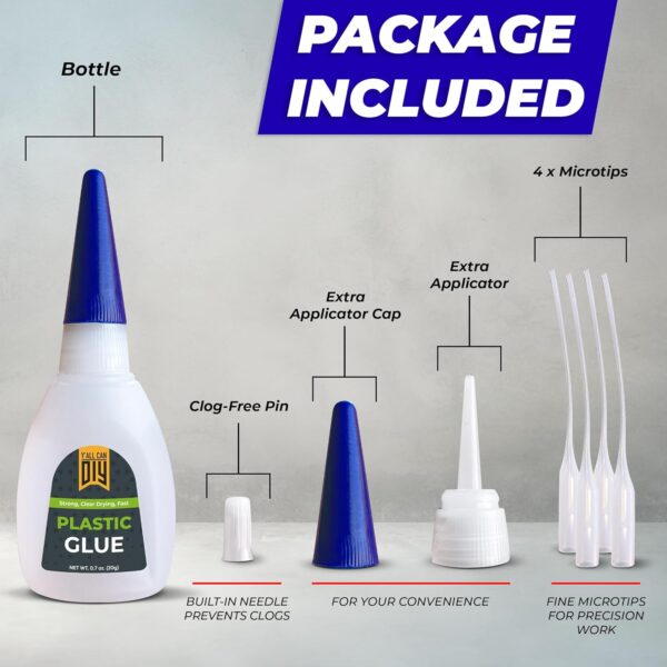 Y'allCanDiy Super Glue for Plastic 20g (0.7 oz) – Cyanoacrylate Based Heavy Duty CA Glue for Legos, Miniatures, PLA, 3D Printing, Toys, ABS, PVC, DIY Kits - Image 3