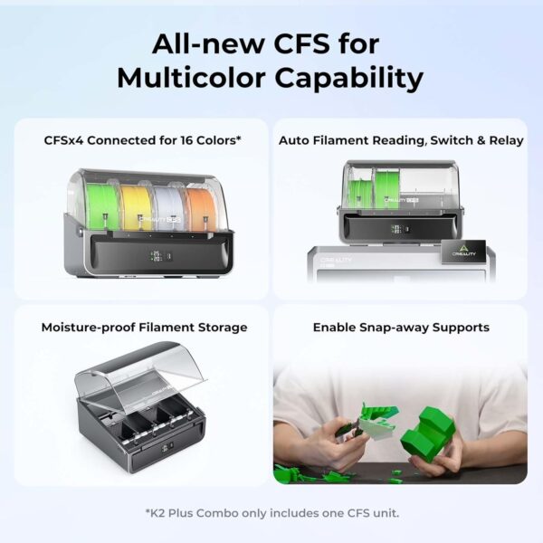 Creality K2 Plus Combo 3D Printer, Multi Color Printing with New CFS, Max 600mm/s Printing Speed, Full-auto Leveling, Next-Gen Direct Drive Extruder, Dual Al Camera, Build Volume 350 * 350 * 350mm - Image 7