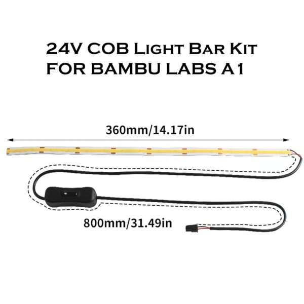 Led Light Strip for Bambu Lab A1 3D Printer Accessories 24V COB Light Bar Kit, Fill Light Ra95 24V Super Bright, Plug and Play Set, Flexible High Density Uniform Light (for BambuLab A1) - Image 7