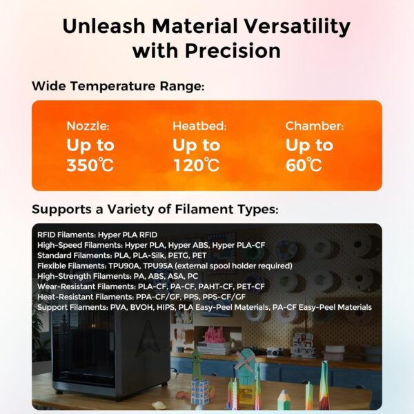 Creality K2 Plus Combo 3D Printer, Multicolor Printing with 16 Colors, 600mm/s High-Speed Printing, Dual AI Cameras for Monitoring, Full-Auto Leveling, Large Build Volume 350×350×350mm - Image 5