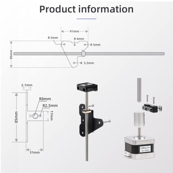 Creality 3D Printer Ender 3 Dual Z-axis Upgrade Kit with Lead Screw, Metal Power Supply Holder and Stepper Motor, 3D Printers Dual Screw Rod Upgrades Kit for Ender 3, Ender 3 Pro, Ender 3 V2 - Image 7