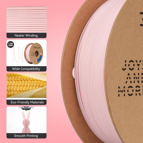 Matte PLA Filament 1.75mm, Upgrade 1kg Cardboard Spool PLA Filament 1.75 PLA 3D Printing Filament, Print with Most 3D Printers Using 3D Filament-Peach Pink - Image 3