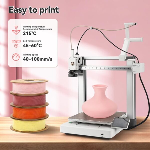 Matte PLA Filament 1.75mm, Upgrade 1kg Cardboard Spool PLA Filament 1.75 PLA 3D Printing Filament, Print with Most 3D Printers Using 3D Filament-Peach Pink - Image 4