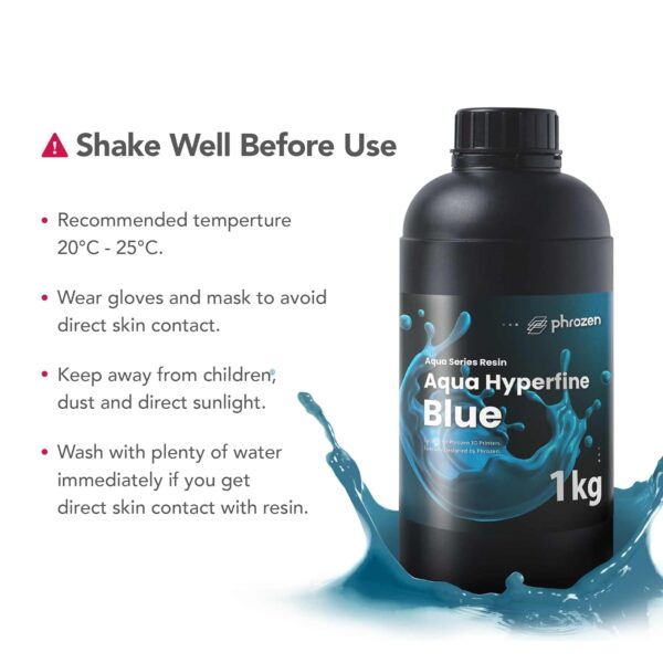 phrozen Aqua Hyperfine Photopolymer Resin for 9K, 12K or Higher Resolution 3D Printers, 405nm LCD UV-Curing 3D Printing with Low Shrinkage & Superior Precision, Smooth Surface Finish (Blue, 1KG) - Image 6