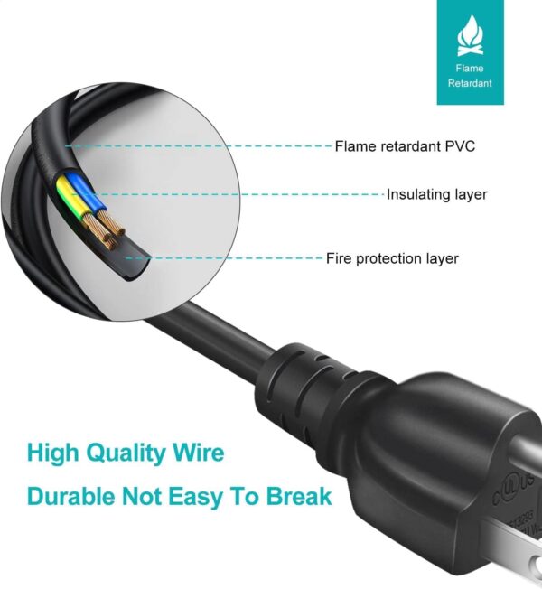 3D Printer Power Cord for Creality Ender/CR/Sermoon Series,18AWG Universal Replacement 3 Prong AC Power Cable,3 FT(0.92 Meters) - Image 3