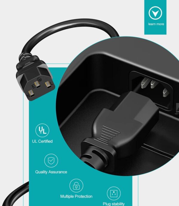 3D Printer Power Cord for Creality Ender/CR/Sermoon Series,18AWG Universal Replacement 3 Prong AC Power Cable,3 FT(0.92 Meters) - Image 4