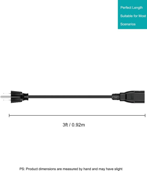 3D Printer Power Cord for Creality Ender/CR/Sermoon Series,18AWG Universal Replacement 3 Prong AC Power Cable,3 FT(0.92 Meters) - Image 6
