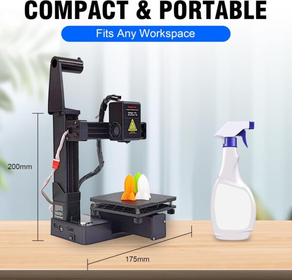 K10 Small Entry Level Portable 3D Printer - Compact FDM 3D Printer with Removable Build Plate, 100x100x100mm Build Volume, Easy-to-Use Design for Beginners (Black) - Image 6