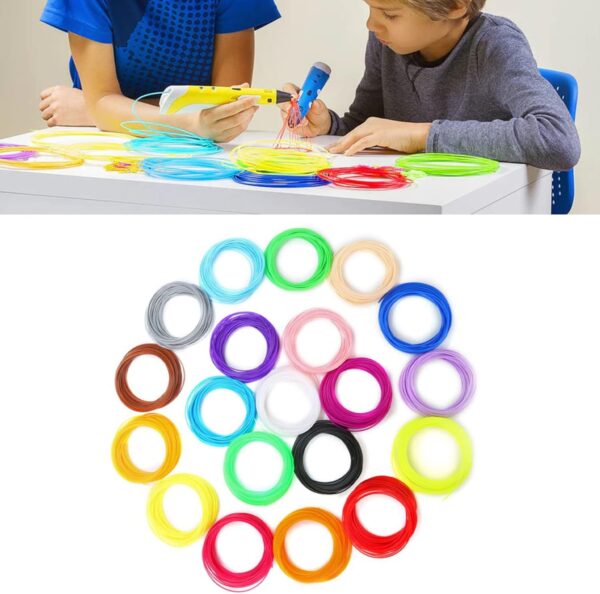3D Pen Pla Filament Refill, 20 Rolls Bright Colors Pen Filament 3D Replacement Pen Refills, 10.9yd Per Roll - Image 3