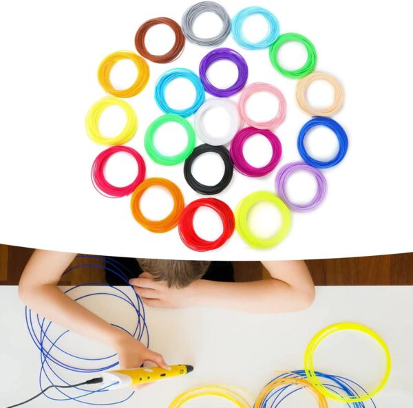3D Pen Pla Filament Refill, 20 Rolls Bright Colors Pen Filament 3D Replacement Pen Refills, 10.9yd Per Roll - Image 4