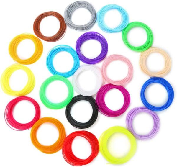 3D Pen Pla Filament Refill, 20 Rolls Bright Colors Pen Filament 3D Replacement Pen Refills, 10.9yd Per Roll - Image 5