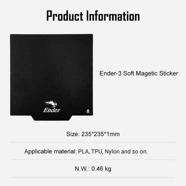 Creality Ender 3 Tray Magnetic Platform 3D Printer Flexible Plate Bed Printing for Ender 3 Pro/Ender 3 V2/Ender 5/CR 20, 235x235mm - Image 3