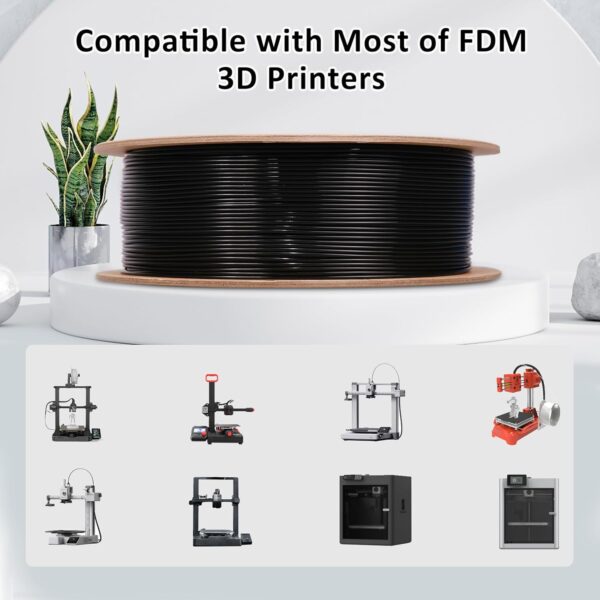 eSUN PLA+ Filament 1.75mm Black 1KG, 3D Printer Filament Dimensional Accuracy +/- 0.03mm, 1kg Cardboard Spool(2.2lbs) 3D Printing Filament, Fits for Most FDM 3D Printers - Image 4