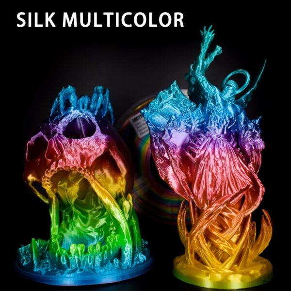 Silk PLA Filament Multicolor, 3D Printer Filament Rainbow PLA Filament 1.75mm +/- 0.02mm, 3D Printing Filament 1kg/2.2lbs - Image 3