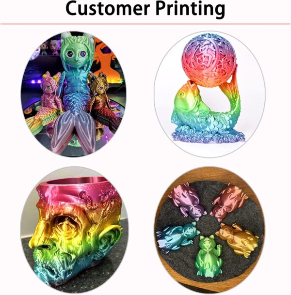 Silk PLA Filament Multicolor, 3D Printer Filament Rainbow PLA Filament 1.75mm +/- 0.02mm, 3D Printing Filament 1kg/2.2lbs - Image 7